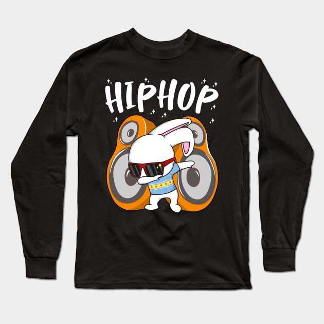 Hip Hop Dabbing Easter Bunny Long Sleeve T-Shirt by BadDesignCo